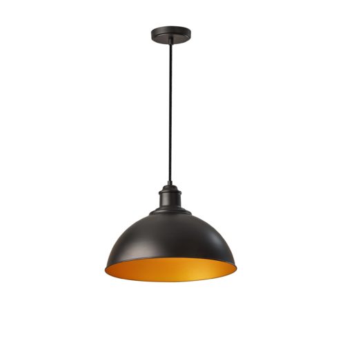 Adesso Wallace Pendant Black/Gold With Round Metal Shade (3753-01)