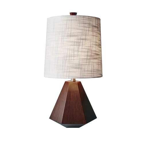 Adesso Walnut Birch Wood Grayson Table Lamp-Textured White Fabric Tall Modified Drum Shade-60 Inch Brown Cord-3-Way Rotary Socket Switch (1508-15)