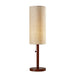 Adesso Walnut Eucalyptus Wood Hamptons Table Lamp-Textured Beige Linen Tall Drum Shade And 60 Inch Clear Cord And Pull Chain Switch (3337-15)