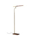 Adesso Walnut Finished Ash Wood-Antique Brass Accents Barrett LED Floor Lamp-Walnut Wood Rectangle Tube Shade-60 Inch Black Fabric Cord-3-Way Touch Switch (3047-15)