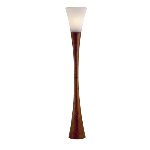 Adesso Walnut Poplar Wood Espresso Floor Lamp-Frosted Glass Flute Shade And 65 Inch Clear Cord And Foot Step Switch (3201-15)