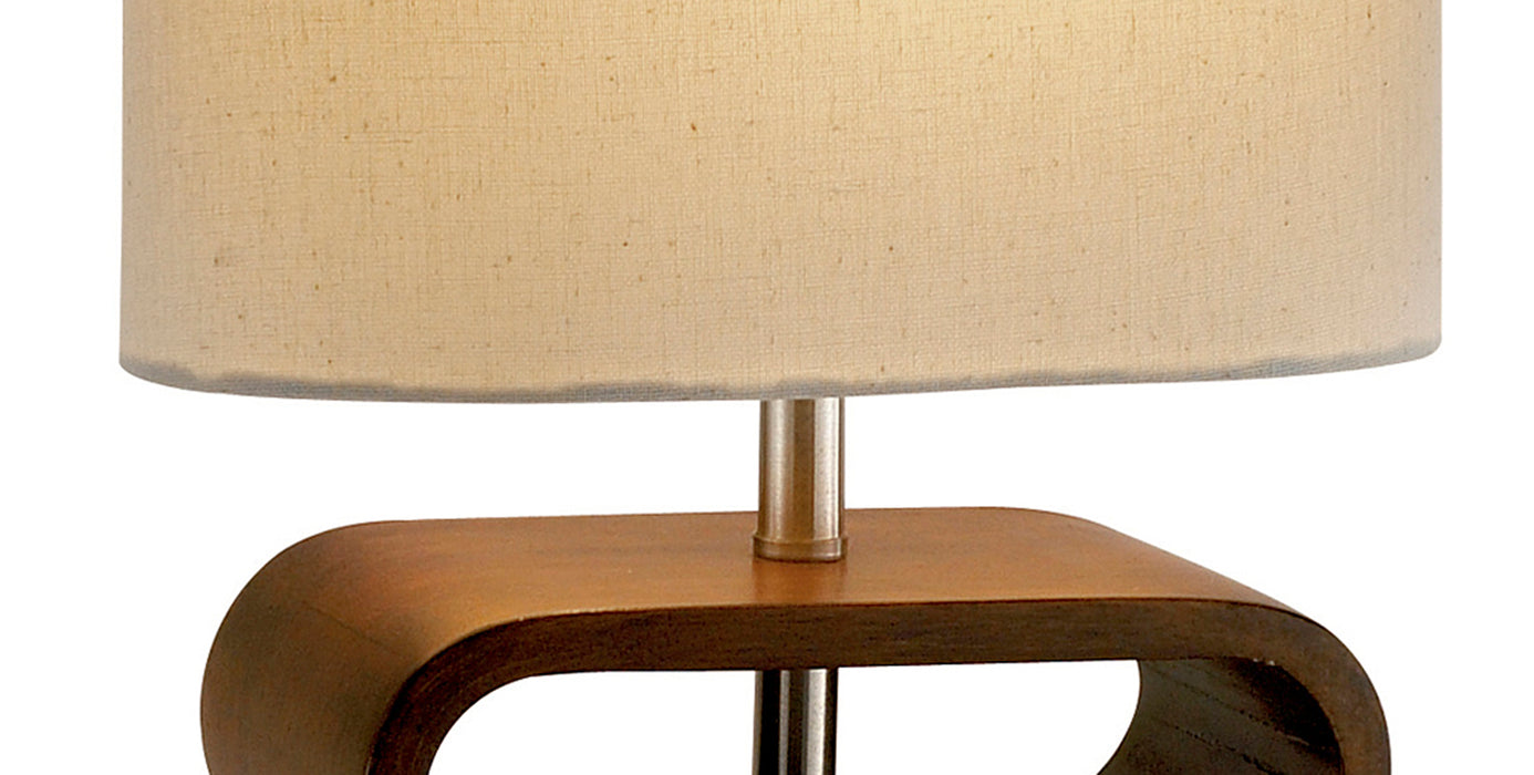 Adesso Walnut PVC Veneer On MDF Rhythm Table Lamp-Coarse Weave Natural Oval Drum Shade-60 Inch Clear Cord-Push Through On/Off Socket Switch (3202-15)
