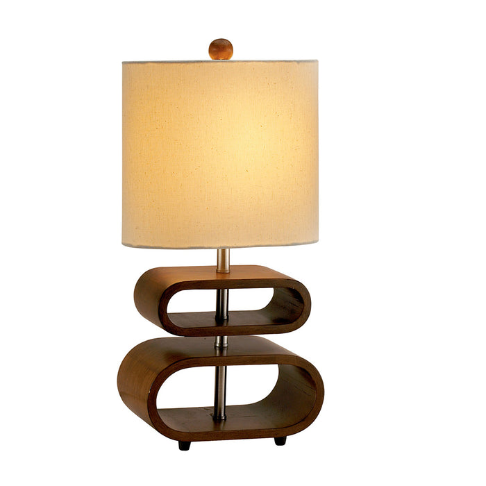 Adesso Walnut PVC Veneer On MDF Rhythm Table Lamp-Coarse Weave Natural Oval Drum Shade-60 Inch Clear Cord-Push Through On/Off Socket Switch (3202-15)