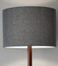 Adesso Walnut Rubber Wood Ellis Floor Lamp-Dark Gray Textured Fabric Drum Shade And 60 Inch Clear Cord And 3-Way Rotary Switch (4093-15)