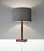 Adesso Walnut Rubber Wood Ellis Table Lamp-Dark Gray Textured Fabric Drum Shade And 60 Inch Clear Cord And On/Off Rotary Switch (4092-15)