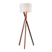Adesso Walnut Wood Brooklyn Floor Lamp-White Textured Linen Drum Shade-128 Inch Hanging Brown Fabric Cover Cord-3-Way Rotary Switch (3227-15)