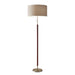 Adesso Walnut/Antique Brass Hamilton Floor Lamp-Natural Linen Drum Shade And 60 Inch Clear Cord And Pull Chain Switch (3377-15)