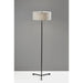 Adesso Wesley Floor Lamp Black Taupe Fabric With Plastic Top Diffuser (1557-01)