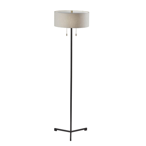 Adesso Wesley Floor Lamp Black Taupe Fabric With Plastic Top Diffuser (1557-01)