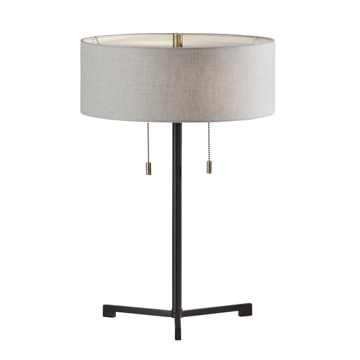 Adesso Wesley Table Lamp Black Taupe Fabric With Plastic Top Diffuser (1556-01)