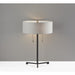 Adesso Wesley Table Lamp Black Taupe Fabric With Plastic Top Diffuser (1556-01)