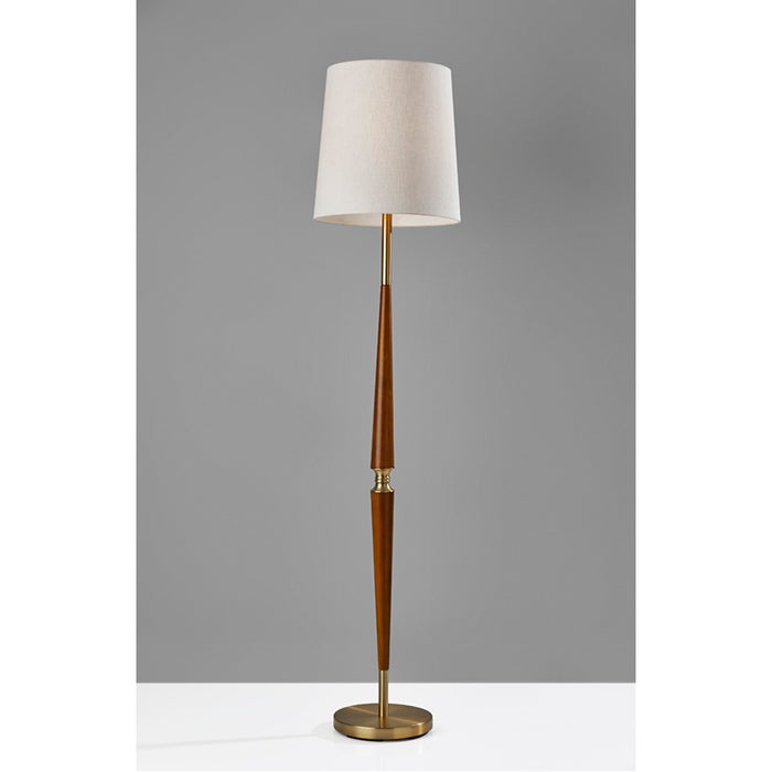 Adesso Weston Floor Lamp Walnut And Brass (3154-15)