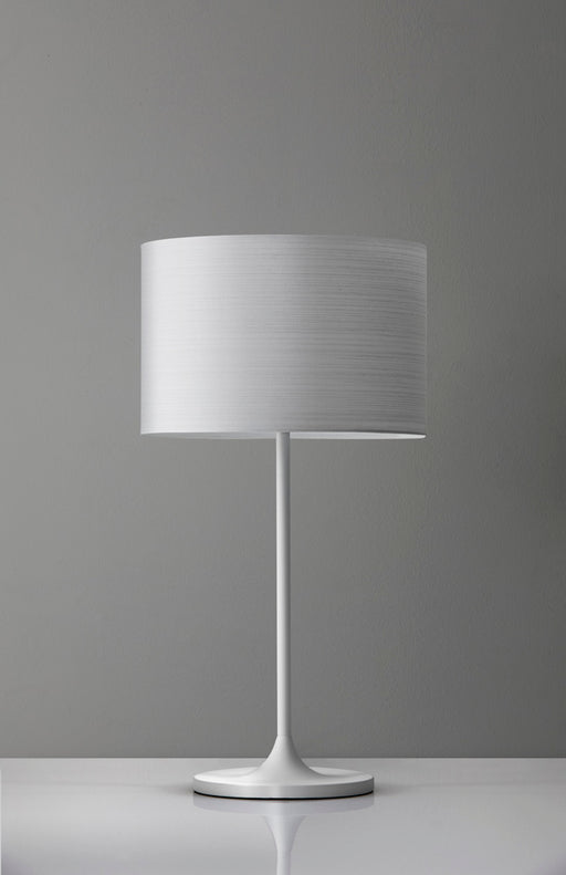 Adesso White Metal Oslo Table Lamp-White Japanese Paper Drum Shade And 63 Inch Clear Cord And On/Off Rotary Socket Switch (6236-02)