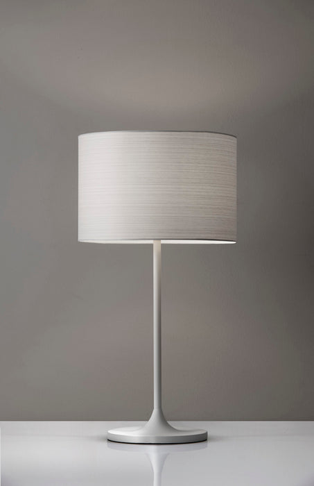 Adesso White Metal Oslo Table Lamp-White Japanese Paper Drum Shade And 63 Inch Clear Cord And On/Off Rotary Socket Switch (6236-02)
