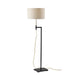 Adesso Winthrop Floor Lamp Antique Bronze With Cream Textured Fabric Drum Shade (1618-26)