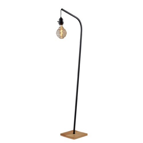 Adesso Wren Floor Lamp Natural Wood With Black Finish With 40W Vintage Bulb (3847-01)