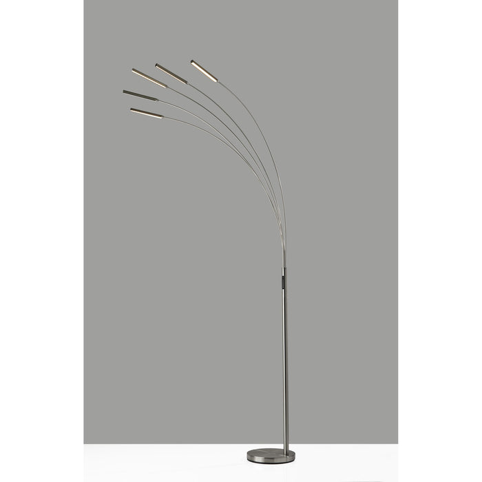 Adesso Zodiac LED Arc Lamp Brushed Steel Brushed Metal With Frosted Plastic Diffuser (2131-22)