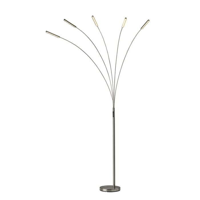 Adesso Zodiac LED Arc Lamp Brushed Steel Brushed Metal With Frosted Plastic Diffuser (2131-22)