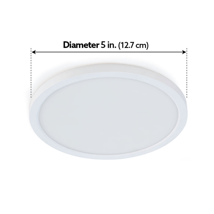 Feit Electric 5 Inch Round 7.2W [50W Equivalent] CCT Selectable 3000K/3500K/4000K/5000K/6500K White Dimmable LED Flat Panel Ceiling Downlight White (74202/6WYCA)