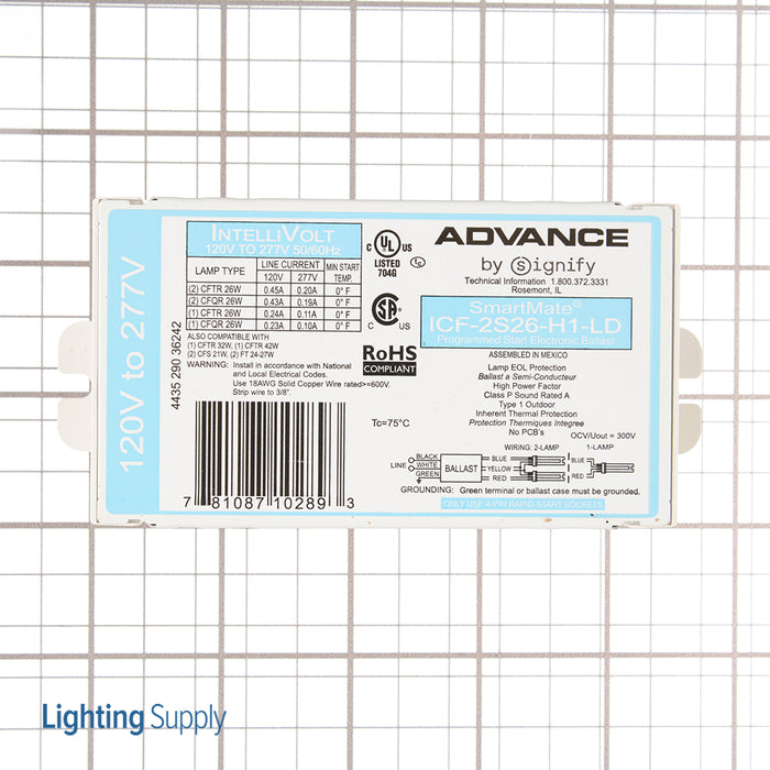 Advance ICF2S26H1LDK Electronic Ballast 2 26W Compact Fluorescent 4-Pin 120-277V Kit (913700500831)
