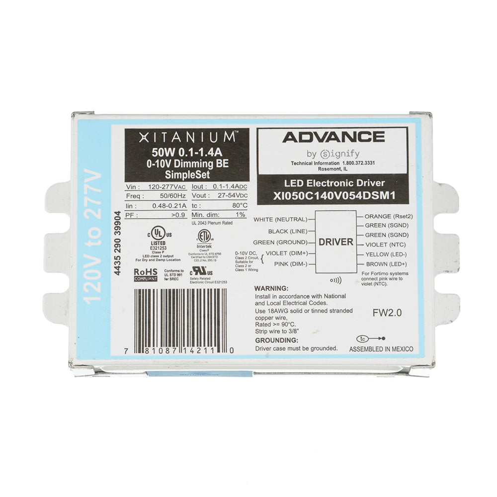 Advance 929000748613 XI050C140V054DSM1M Xitanium 50W 1.4A — Lighting Supply