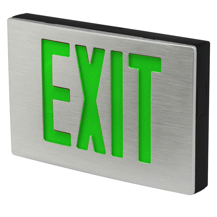 Best Lighting Products Die-Cast Aluminum Exit Sign Universal Single/ Double Face Green Letters Black Housing Aluminum Face AC Only No Self-Diagnostics Dual Circuit 120V (KXTEU3GBA2C-120-TP)