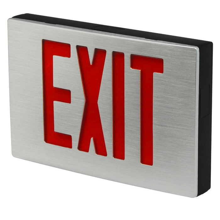 Best Lighting Products Die-Cast Aluminum Exit Sign Universal Single/Double Face Red Letters Black Housing Aluminum Face (Requires Emergency Battery Backup) Dual Circuit 277V (KXTEU3RBASDT2C-277-TP)