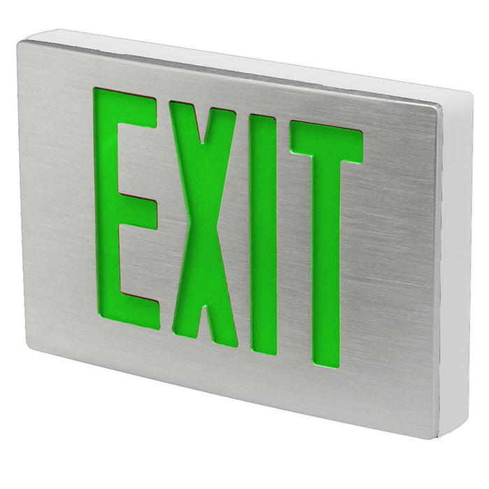 Best Lighting Products Die-Cast Aluminum Exit Sign Single Face Green Letters White Housing Aluminum Face (Requires Emergency Battery Backup) Dual Circuit 277V (KXTEU1GWASDT2C-277-TP)