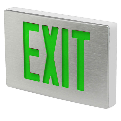 Best Lighting Products Die-Cast Aluminum Exit Sign Universal Single/Double Face Green Letters White Housing Aluminum Face (Req. Emergency Battery Backup) Dual Circuit 277V (KXTEU3GWASDT2C-277-TP-USA)