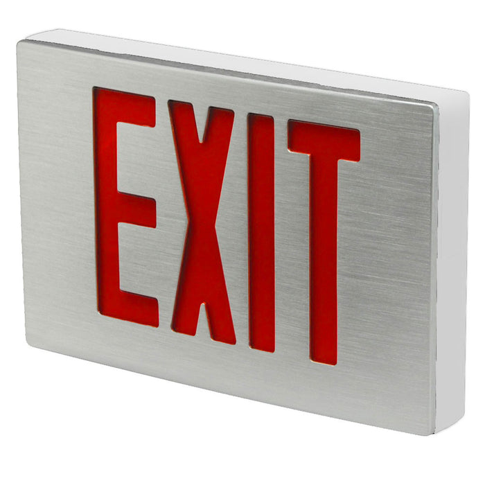 Best Lighting Products Die-Cast Aluminum Exit Sign Universal Single/ Double Face Red Letters White Housing Aluminum Face AC Only No Self-Diagnostics Dual Circuit With 277V Input (KXTEU3RWA2C-277-TP)