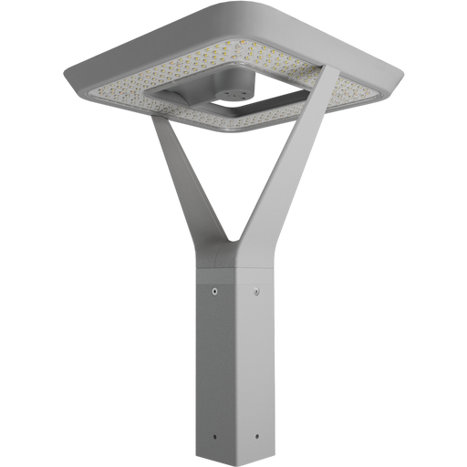 RAB AL5 Architectural Post-Top Area Light Square Wattage/CCT Selectable 120W/60W/30W 3000K/4000K/5000K 480V Type V Wide Motion Sensor Arm Roadway Gray (AL5SRG/480/SA)