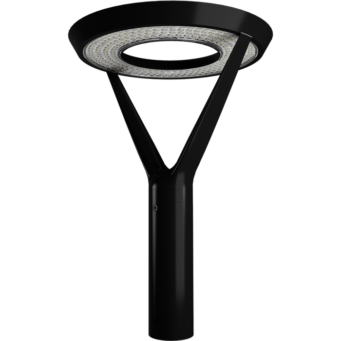 RAB AL5 Architectural Post-Top Area Light Round Wattage/CCT Selectable 120W/60W/30W 3000K/4000K/5000K 120-277V Type V Wide Black (AL5B)