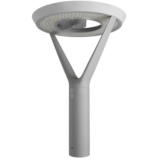 RAB AL5 Architectural Post-Top Area Light Round Wattage/CCT Selectable 120W/60W/30W 3000K/4000K/5000K 120-277V Type V Wide Motion Sensor Arm Roadway Gray (AL5RG/SA)