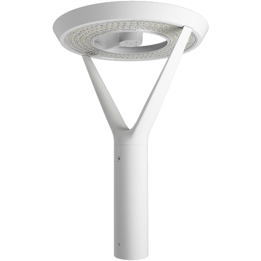 RAB AL5 Architectural Post-Top Area Light Round Wattage/CCT Selectable 120W/60W/30W 3000K/4000K/5000K 120-277V Type V Wide Motion Sensor Arm White (AL5W/SA)