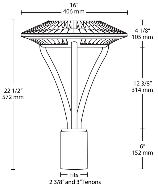 RAB Area Light Post Top 52W Dimmable 4000K Type V 120-277V Twistlock Photocell LED (ALED5T52Y/D10/PCT)