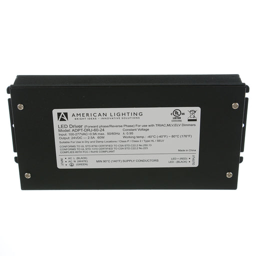 American Lighting 24VDC 60W Phase Cut Constant Voltage Driver With Junction And 3/8 Inch Cable Clamp (ADPT-DRJ-60-24)