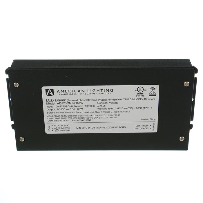 American Lighting 24VDC 60W Phase Cut Constant Voltage Driver With Junction And 3/8 Inch Cable Clamp (ADPT-DRJ-60-24)