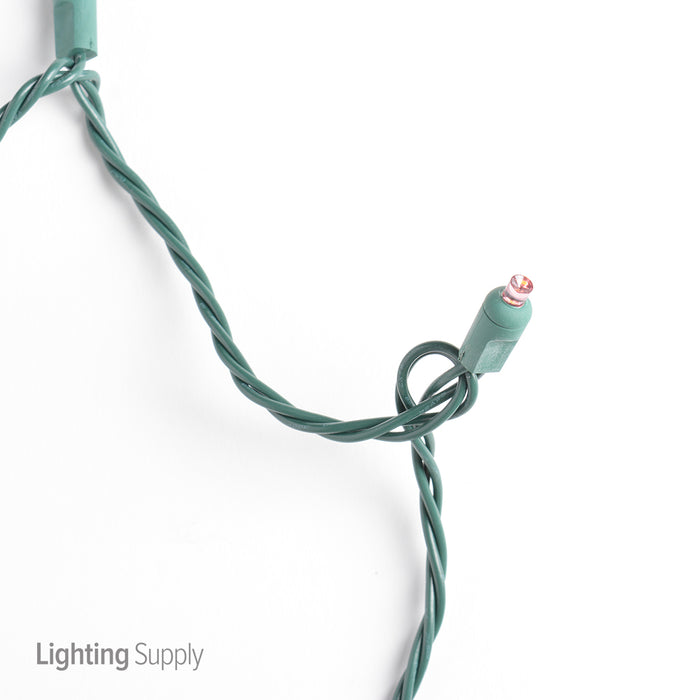 American Lighting LED Light String 25 Foot Length 4.8W 50 LEDs Per String 6 Inch Spacing Green Wire 120V Pink (5mm-50/6-G-PI-S)