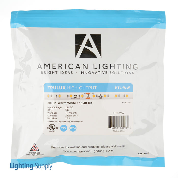 American Lighting High Grade Trulux 24V 3000K 16.4 Foot Roll With 3 Connector Kits 4.6W Per Foot (HTL-WW)