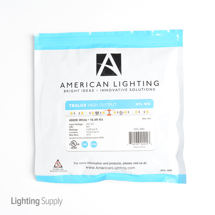 American Lighting High Grade Trulux IP65 24V 4000K 16.4 Foot Roll With 3 Connector Kits 4.6W Per Foot (HTL-WH)