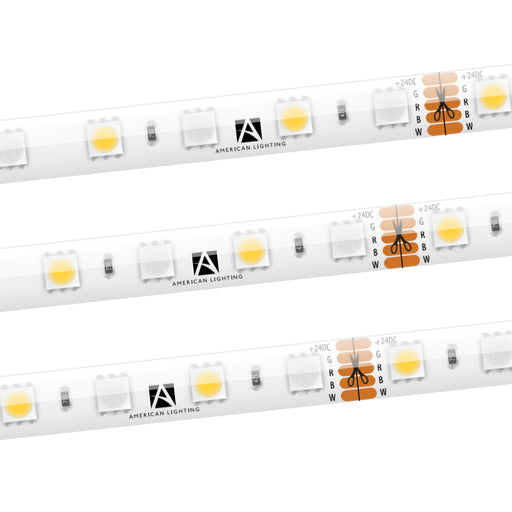 American Lighting High RGBW IP54 24V 16.4 Foot Roll 4.6W Per Foot 5050 3-in-1 And Warm White Alternating LEDs (HTL-RGBW)