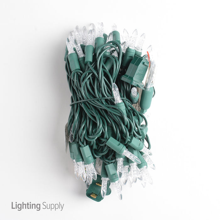 American Lighting LED Mini Standard Light String 23.5 Foot Length 4.8W 70 LEDs Per String 4 Inch Spacing Green Wire Faceted 120V Pure White (Mini-70/4-G-PW-S)