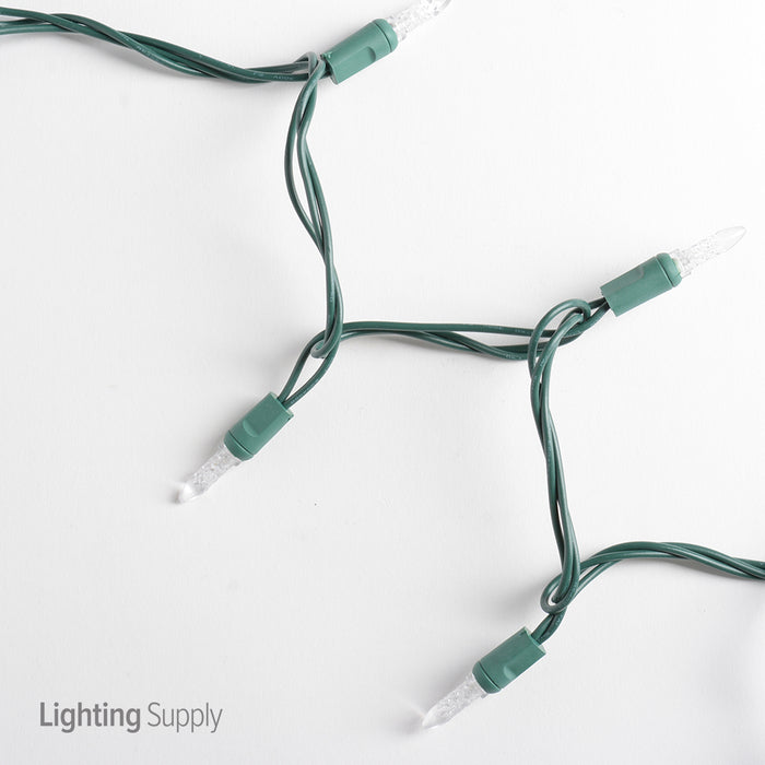 American Lighting LED Mini Standard Light String 23.5 Foot Length 4.8W 70 LEDs Per String 4 Inch Spacing Green Wire Faceted 120V Ultra Warm White (Mini-70/4-G-UWW-S)