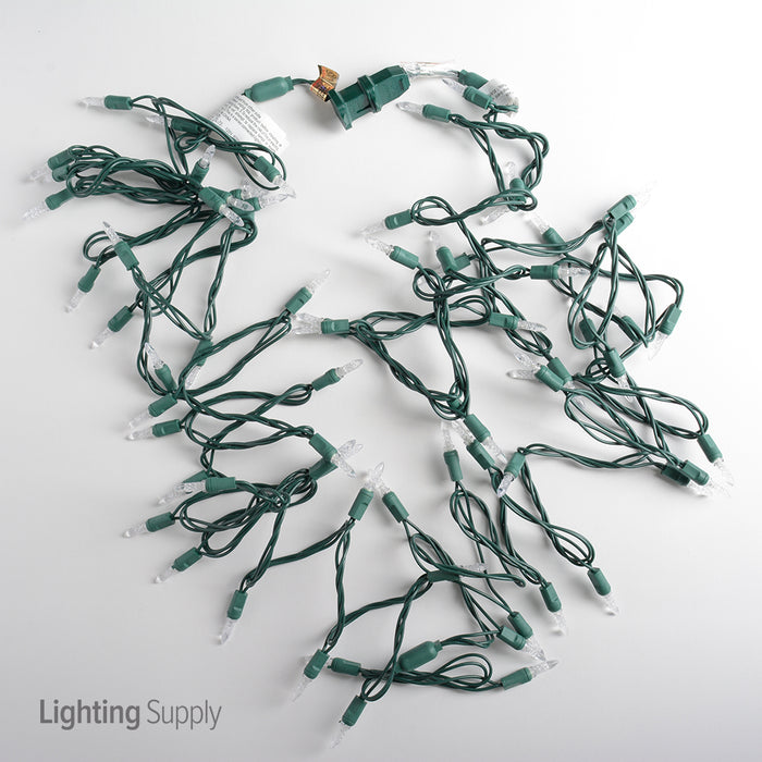 American Lighting LED Mini Standard Light String 23.5 Foot Length 4.8W 70 LEDs Per String 4 Inch Spacing Green Wire Faceted 120V Ultra Warm White (Mini-70/4-G-UWW-S)