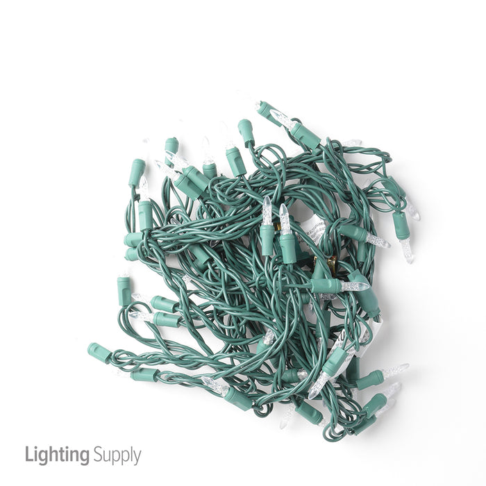 American Lighting LED Mini Standard Light String 25 Foot Length 4.8W 50 LEDs Per String 6 Inch Spacing Green Wire Faceted 120V Pure White (Mini-50/6-G-PW-S)