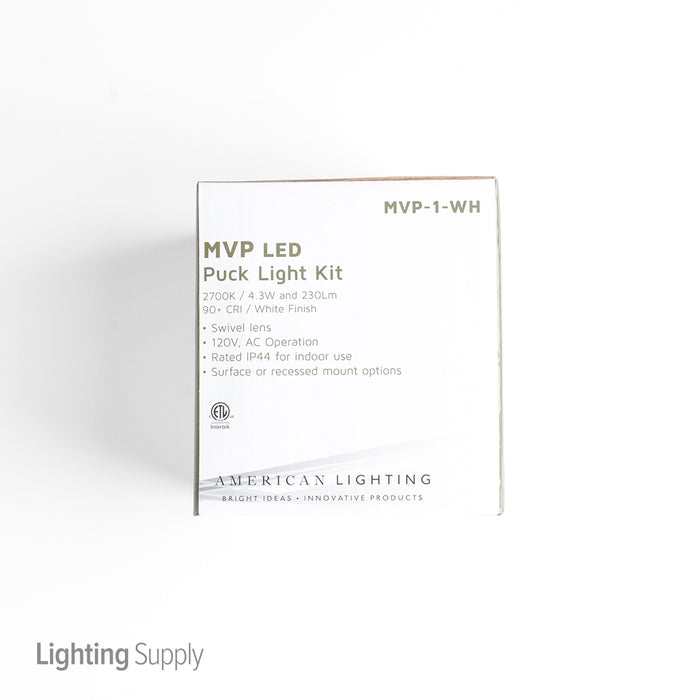 American Lighting MVP 1-Puck Kit 120VAC 4W White cETLus With 6 Foot Power Cord (MVP-1-WH)