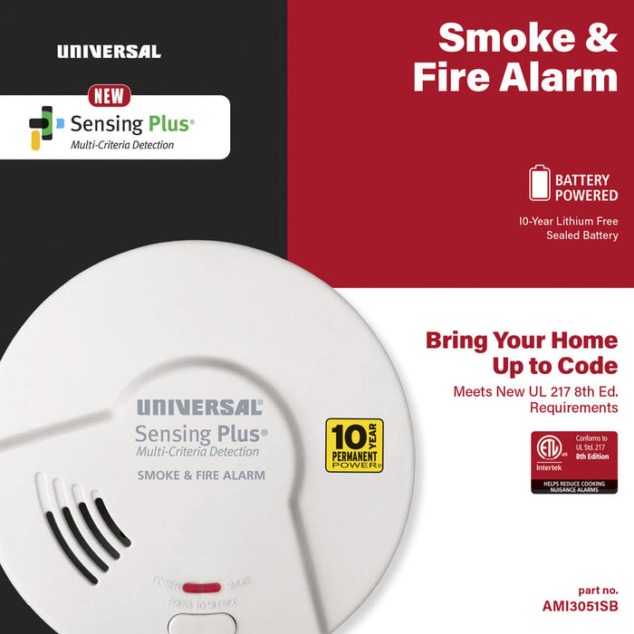 USI Sensing Plus Smoke And Fire Alarm With 10-Year Tamper-Proof Sealed Battery (AMI3051SB)