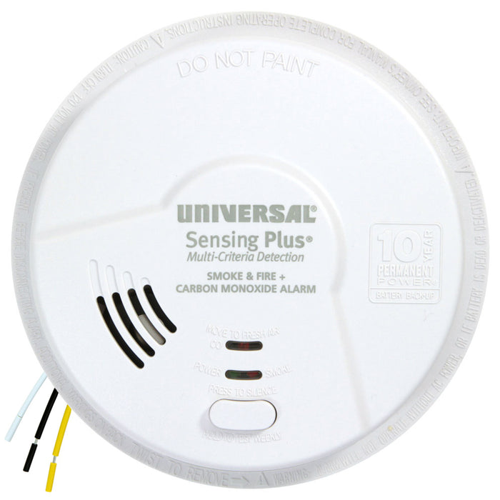 USI Sensing Plus Hardwired Combination Smoke/Fire And Carbon Monoxide Alarm With 10-Year Battery Back Up (AMIC1510SB)