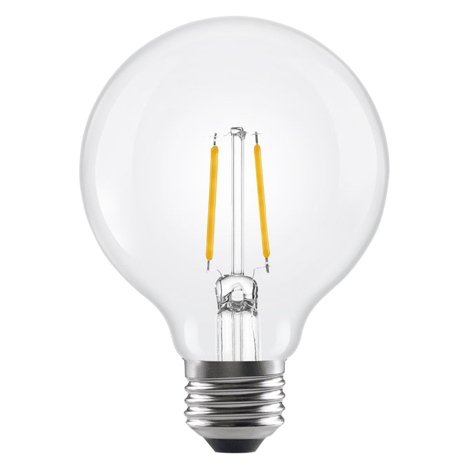 Sylvania LED2.5G25DIM927CL13YTLRP2 LED G25 Lamp Medium E26 Base 2.5W 90 CRI 250Lm 2700K 120V Clear Finish 2-Pack Priced Per Each (42090)