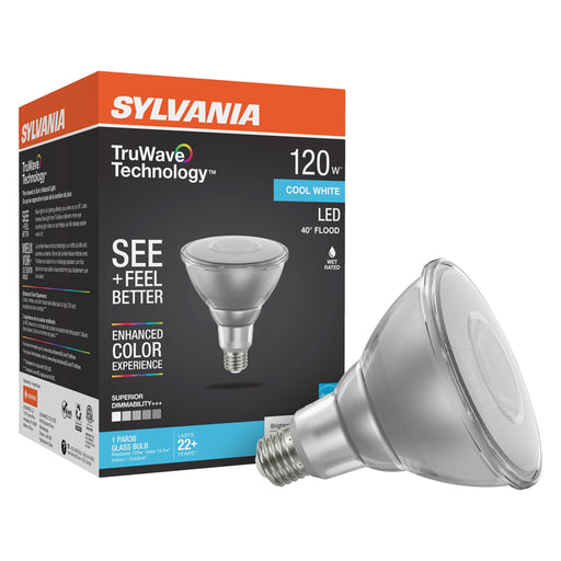Sylvania LED14.5PAR38DIM940TLFL40GLRP LED Natural TruWave PAR38 Lamp Medium E26 Base 14.5W Dimmable 90 CRI 1350Lm 4000K 120V (41867)